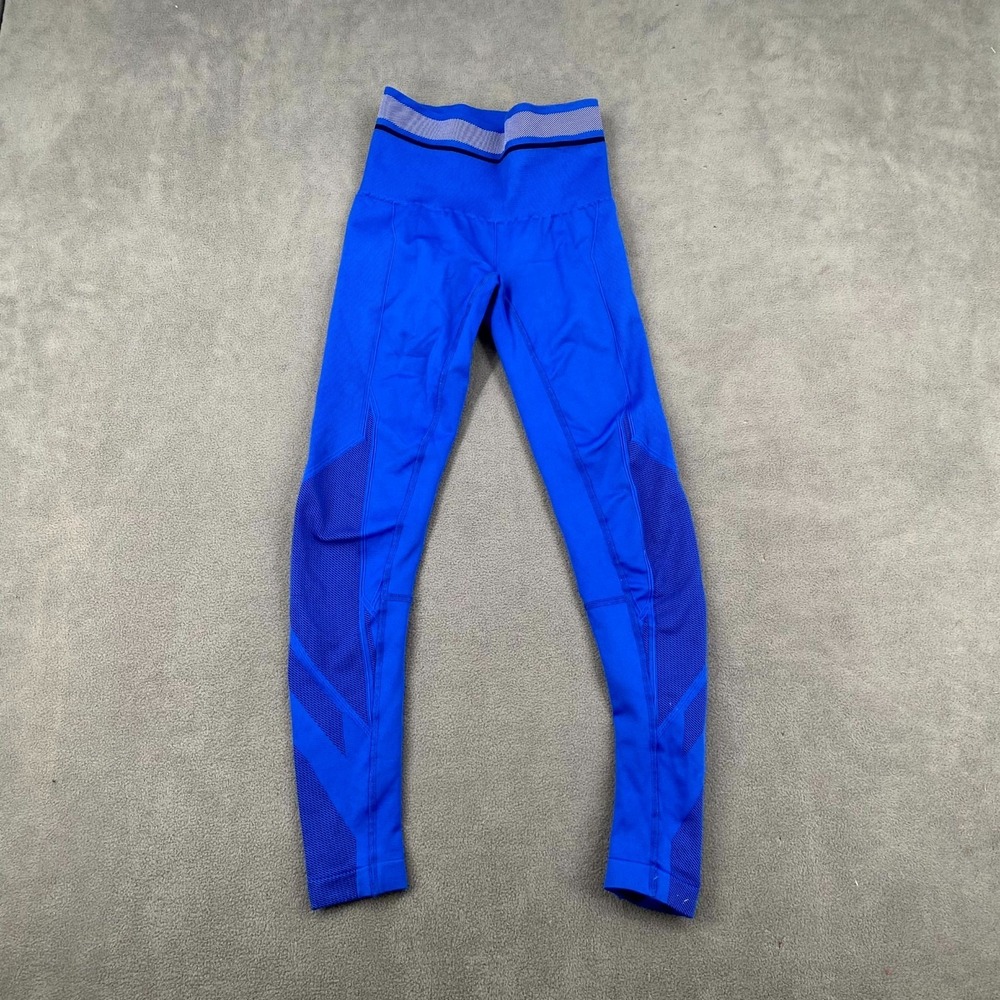 LNDR Leggings Womens XS/S Blue Stretch Mesh‎ Detail Mid Rise Skinny Leg Running